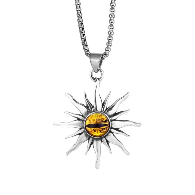 Evil Eye Sunburst Pendant Necklace 